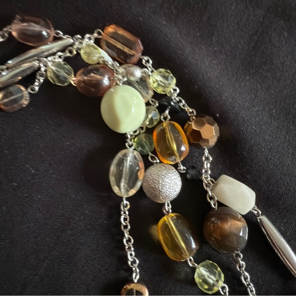 Lia Sophia Elegant Silver, Greens, Browns Beaded Necklace - Picture 2 of 3